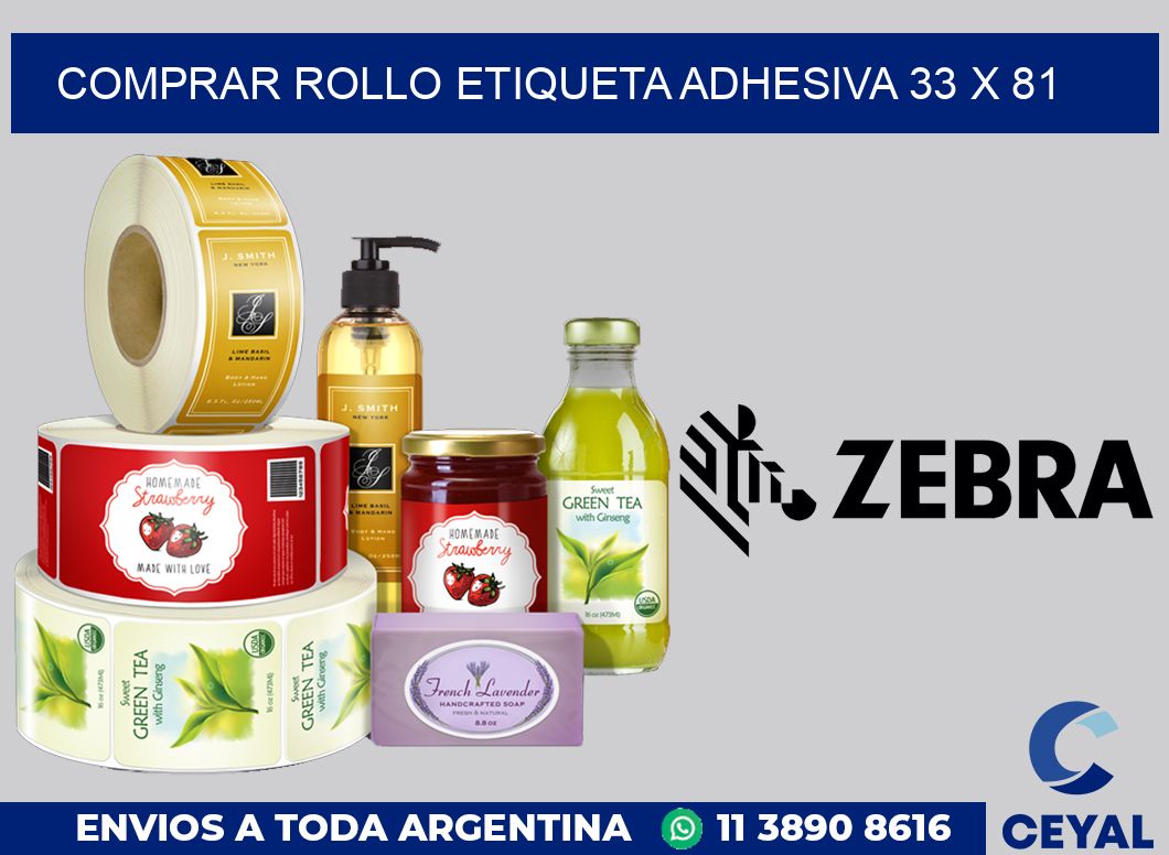 Comprar rollo etiqueta adhesiva 33 x 81