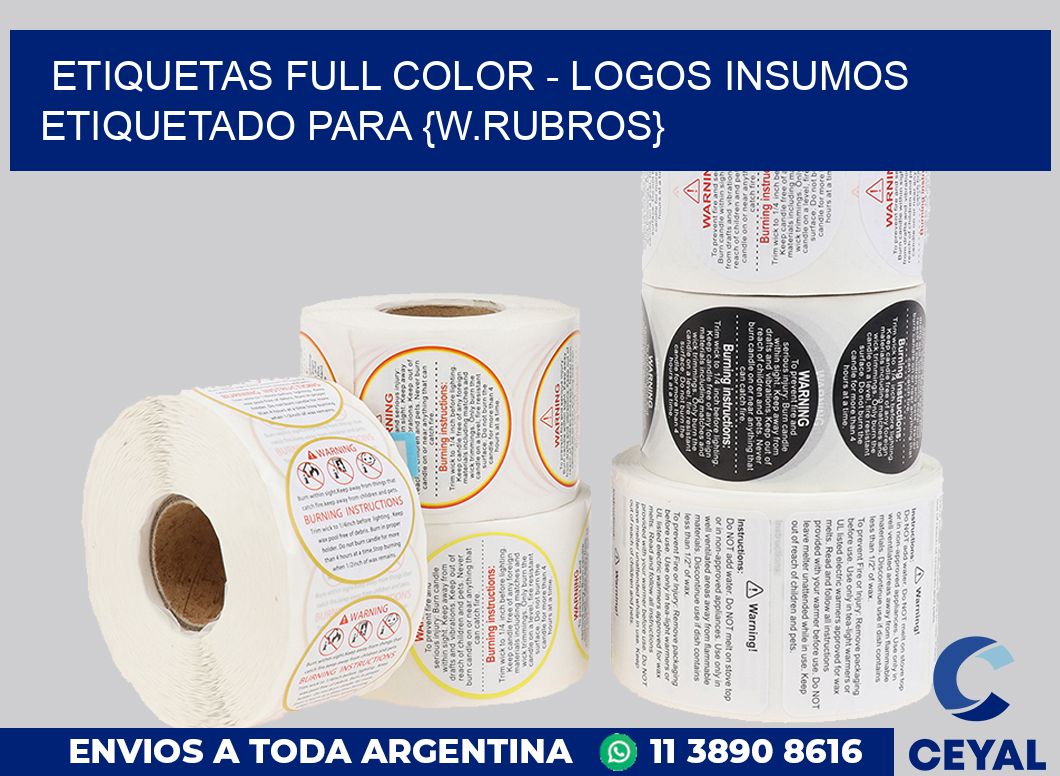 ETIQUETAS FULL COLOR - LOGOS Insumos etiquetado para comida dietetica