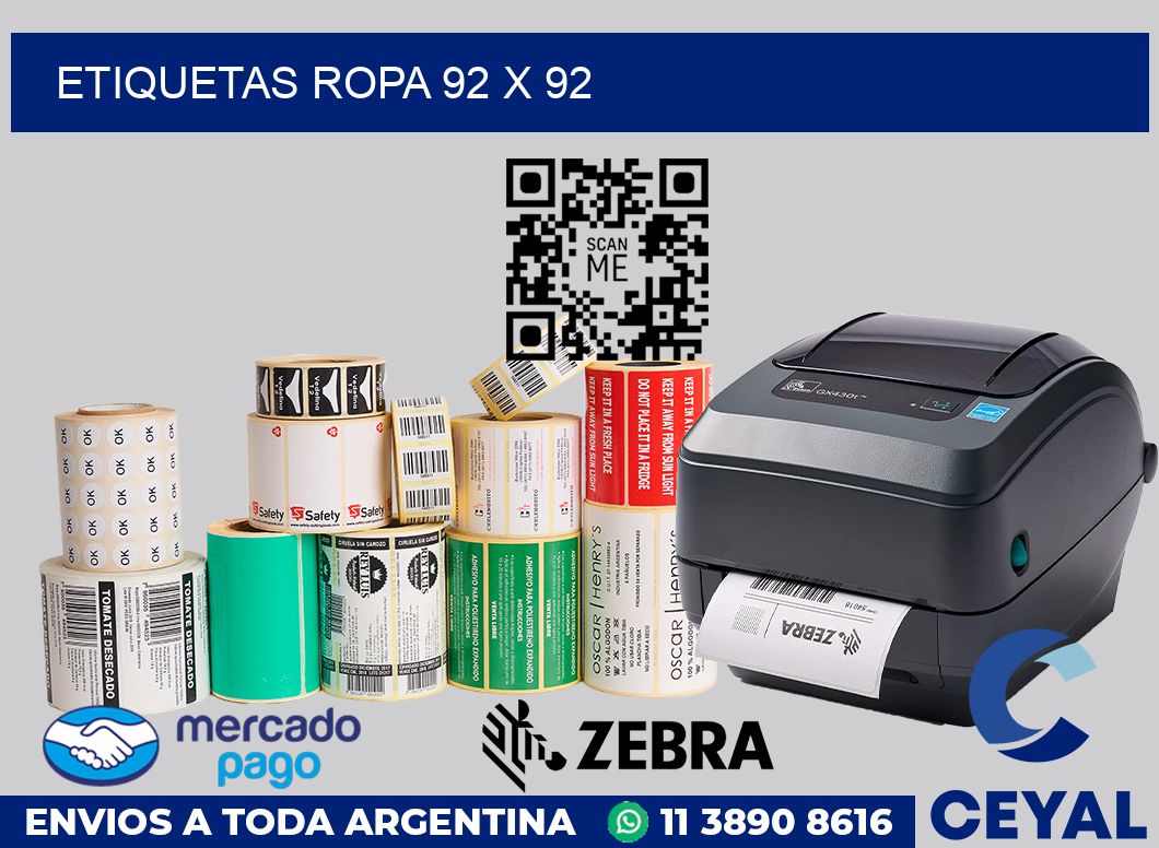 Etiquetas ropa 92 x 92