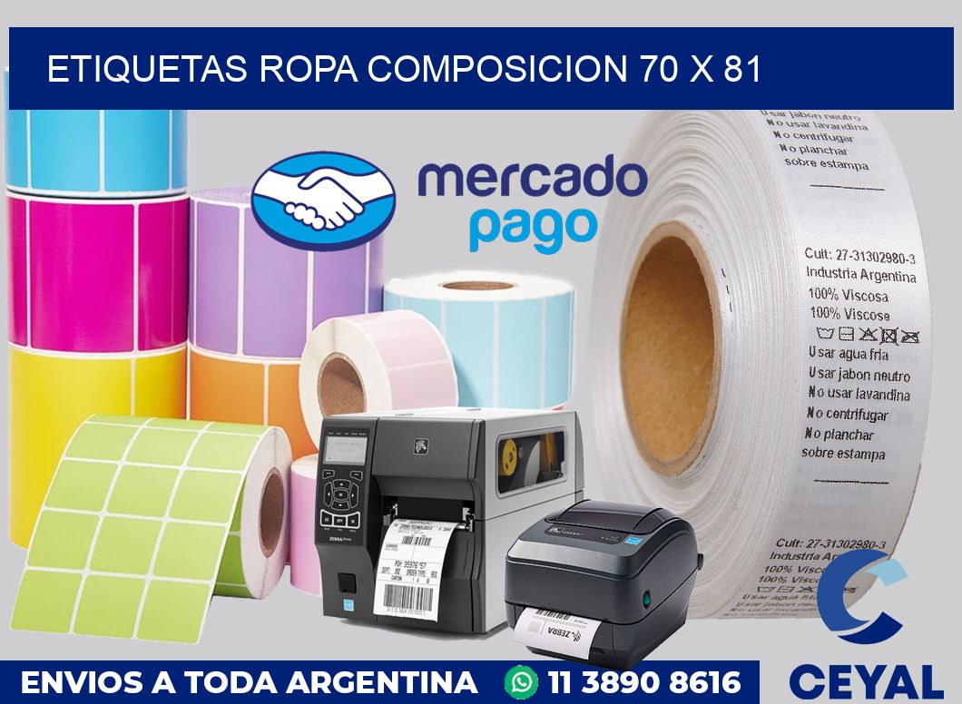 Etiquetas ropa composicion 70 x 81