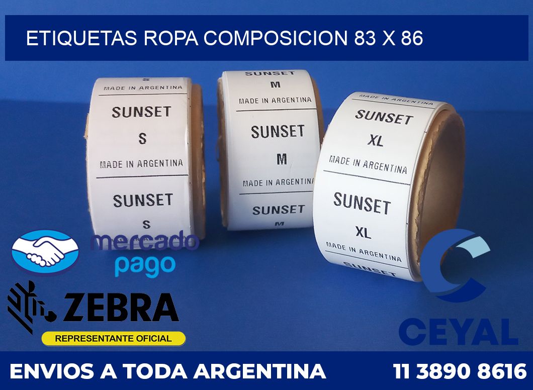 Etiquetas ropa composicion 83 x 86