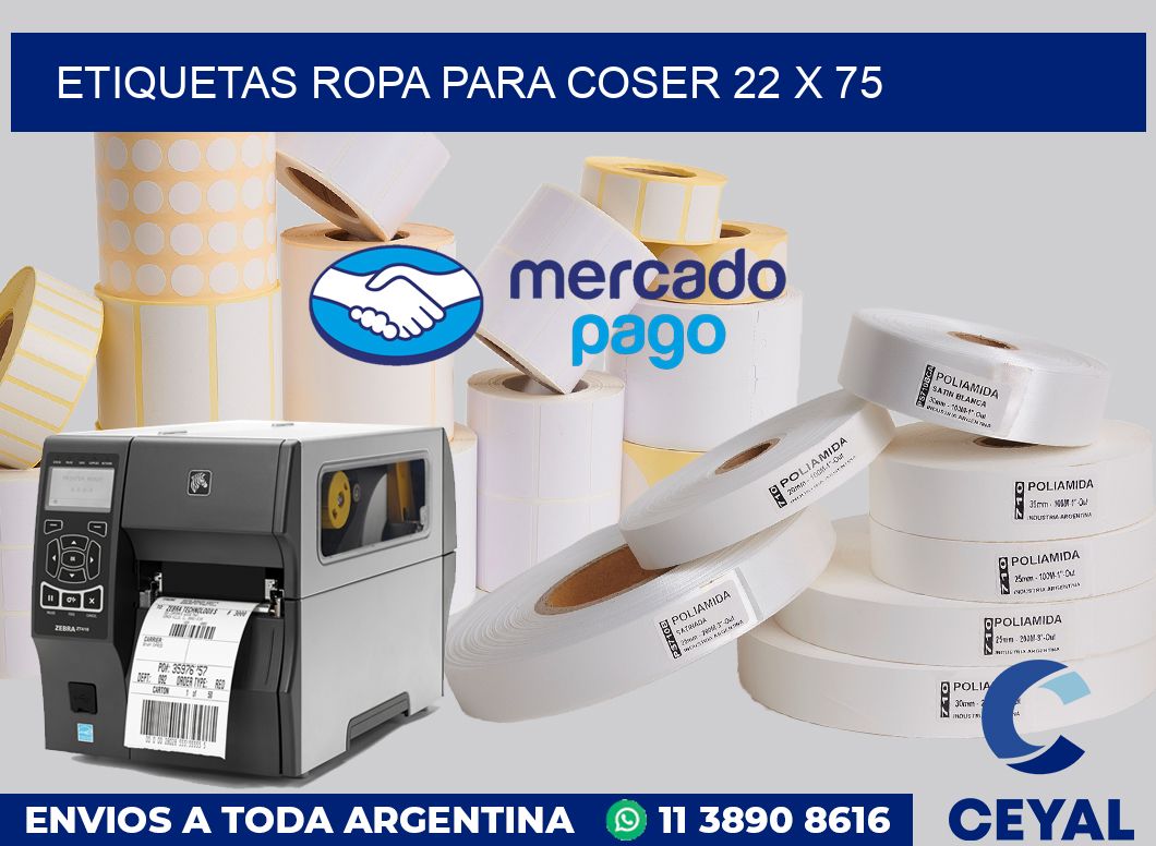 Etiquetas ropa para coser 22 x 75
