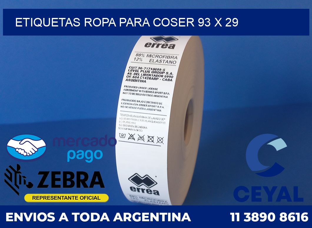Etiquetas ropa para coser 93 x 29