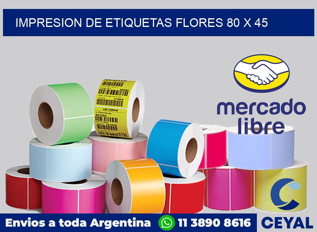 Impresion de etiquetas Flores 80 x 45