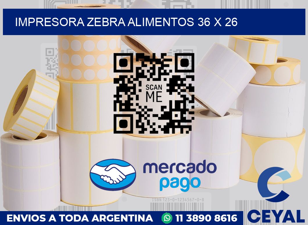 Impresora Zebra alimentos 36 x 26