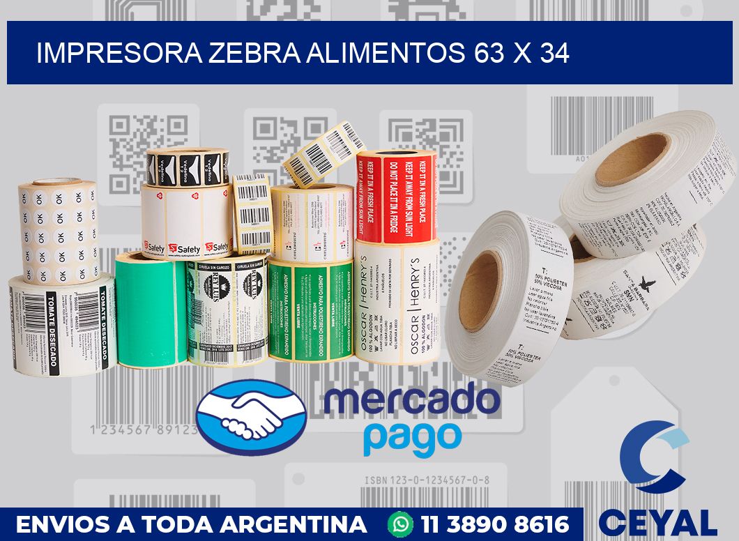 Impresora Zebra alimentos 63 x 34