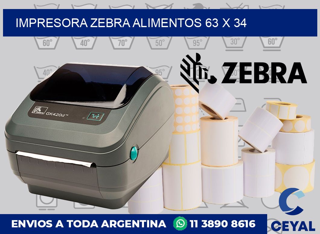 Impresora Zebra alimentos 63 x 34
