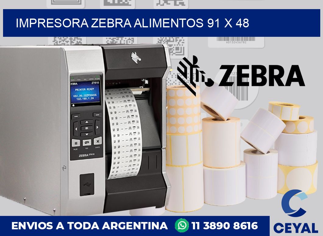 Impresora Zebra alimentos 91 x 48