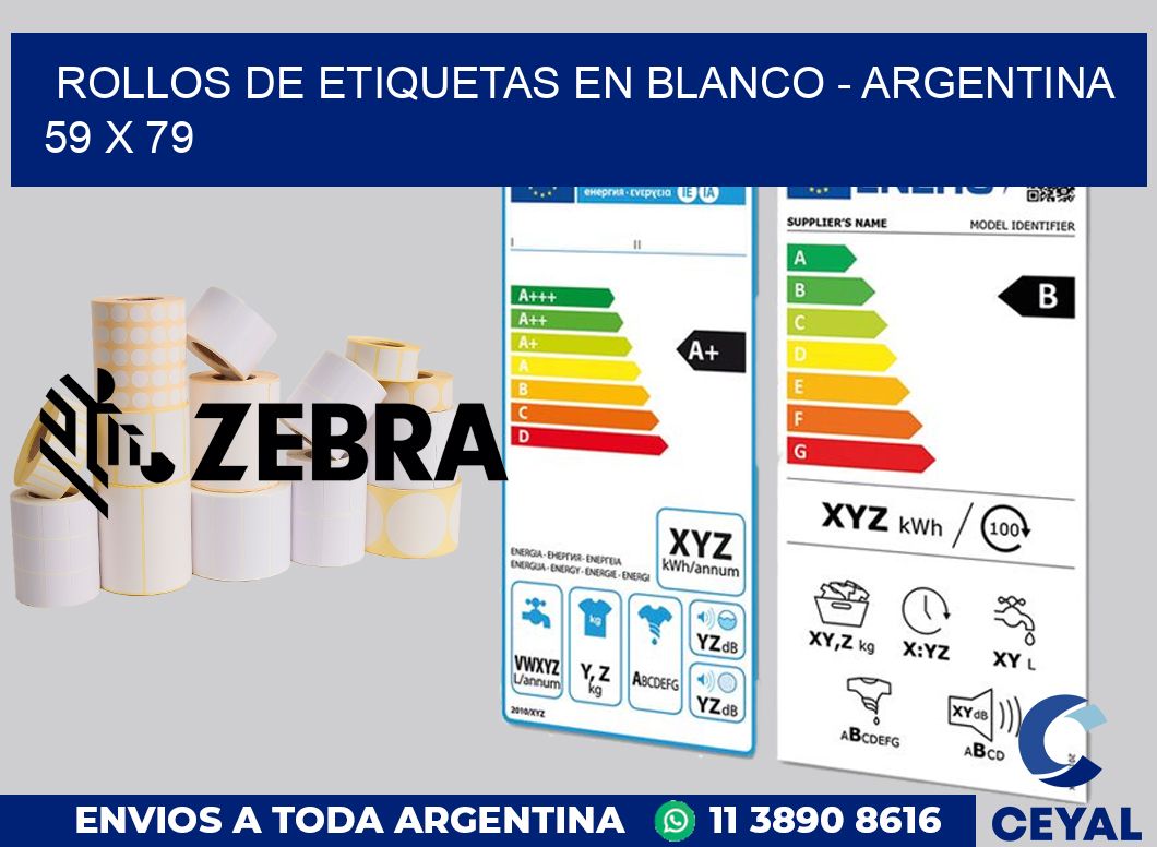 Rollos de etiquetas en blanco - Argentina 59 x 79