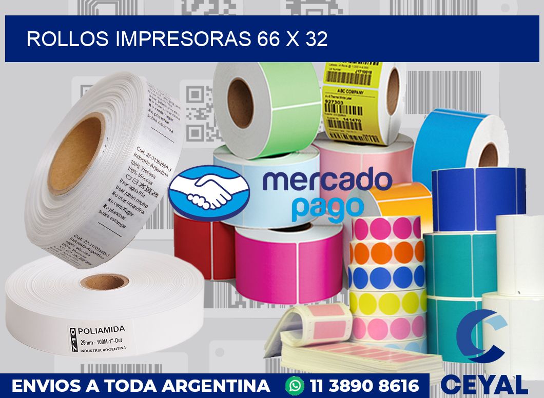 Rollos impresoras 66 x 32