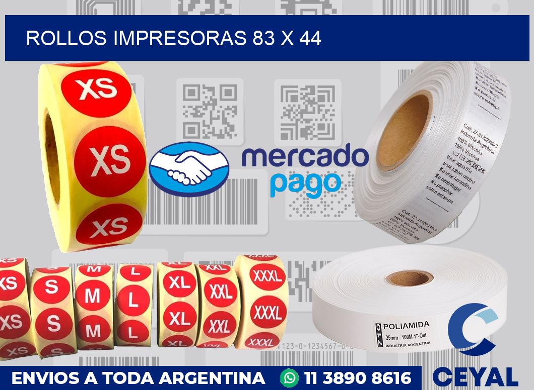 Rollos impresoras 83 x 44