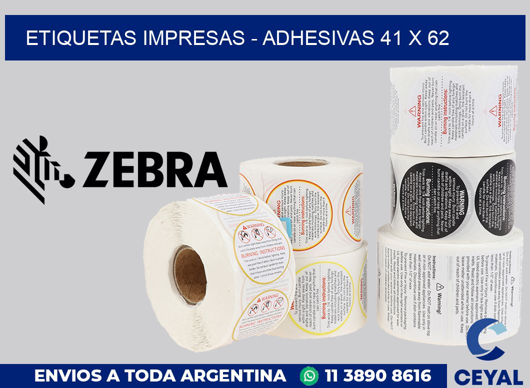 etiquetas impresas - Adhesivas 41 x 62