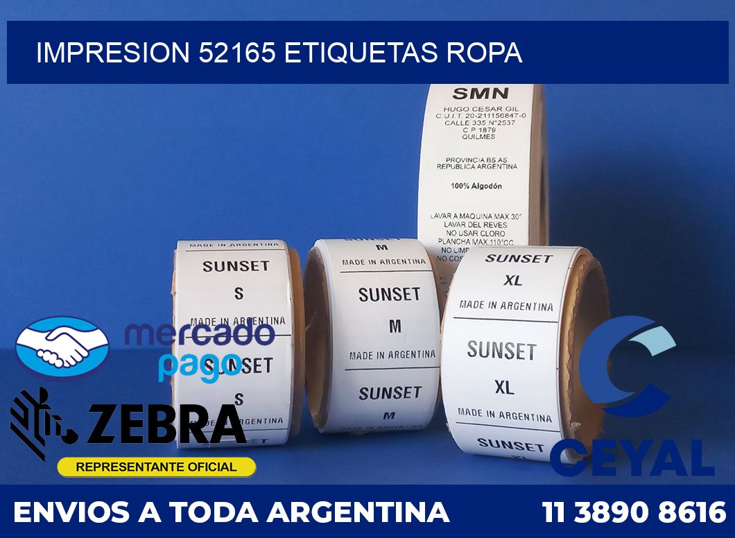 impresion 52165 etiquetas ropa