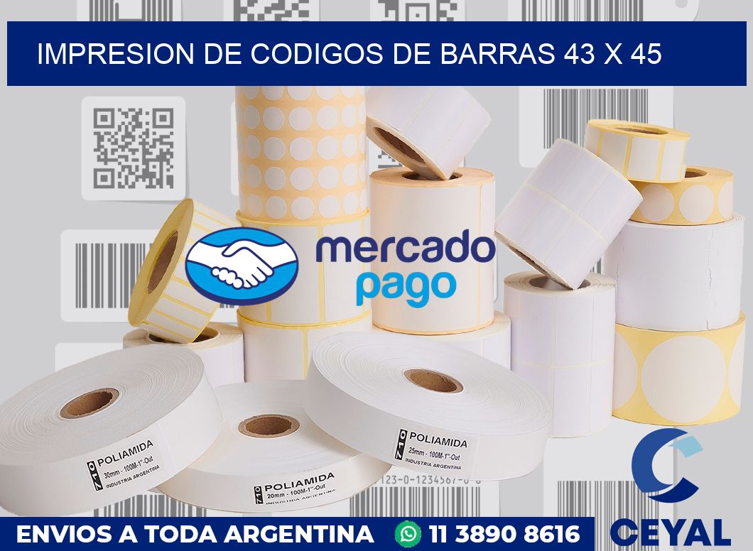 impresion de codigos de barras 43 x 45