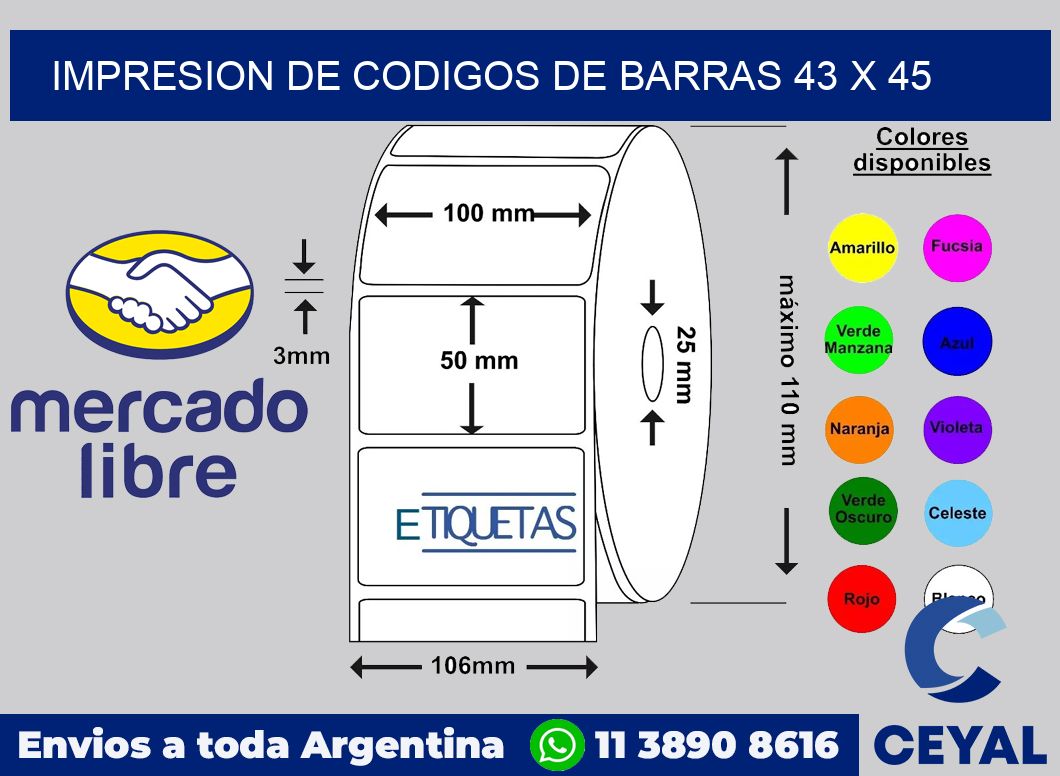impresion de codigos de barras 43 x 45