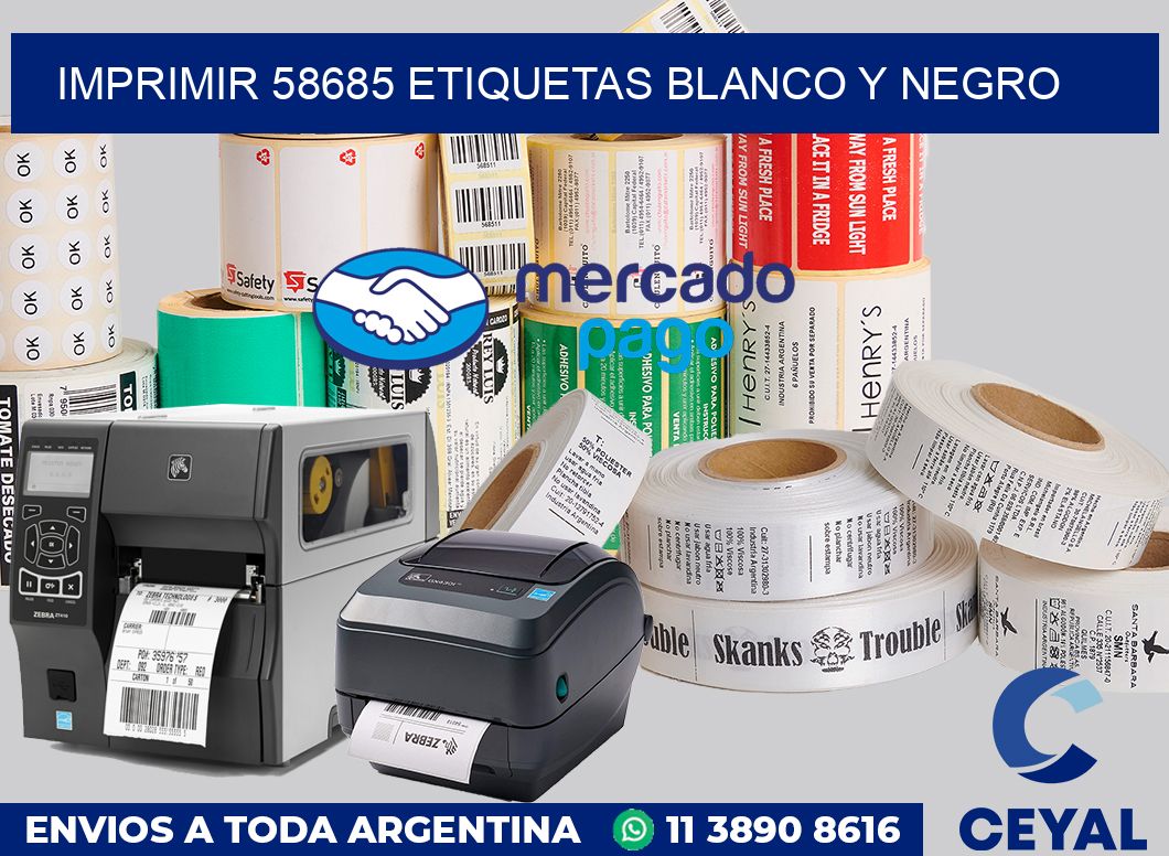 imprimir 58685 etiquetas blanco y negro