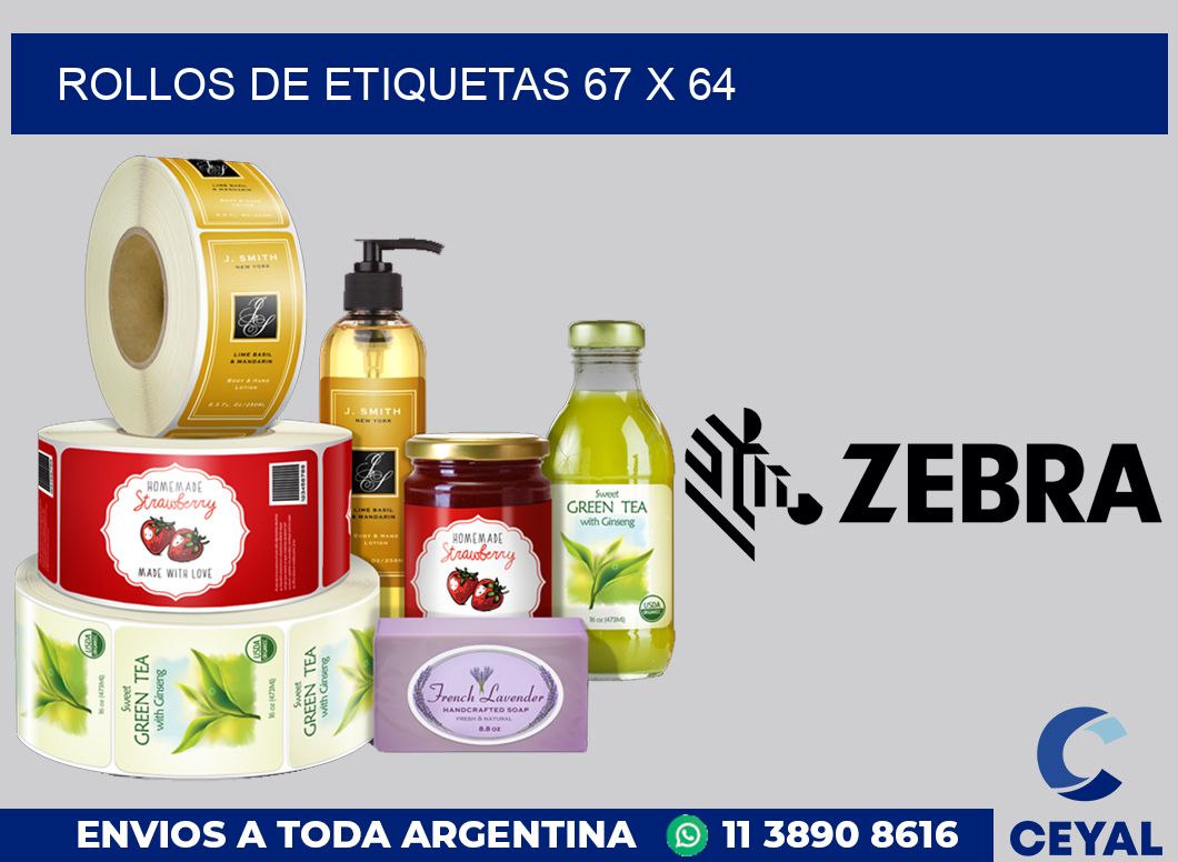 rollos de etiquetas 67 x 64
