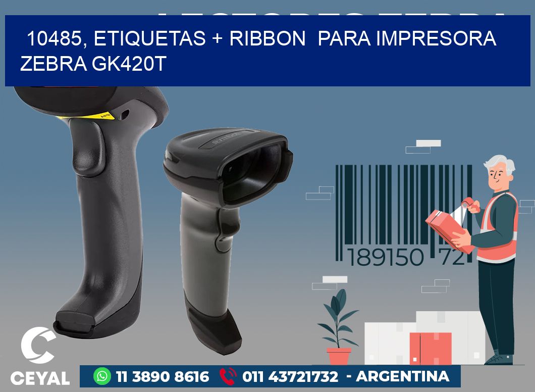 10485, etiquetas + ribbon  para impresora zebra GK420T