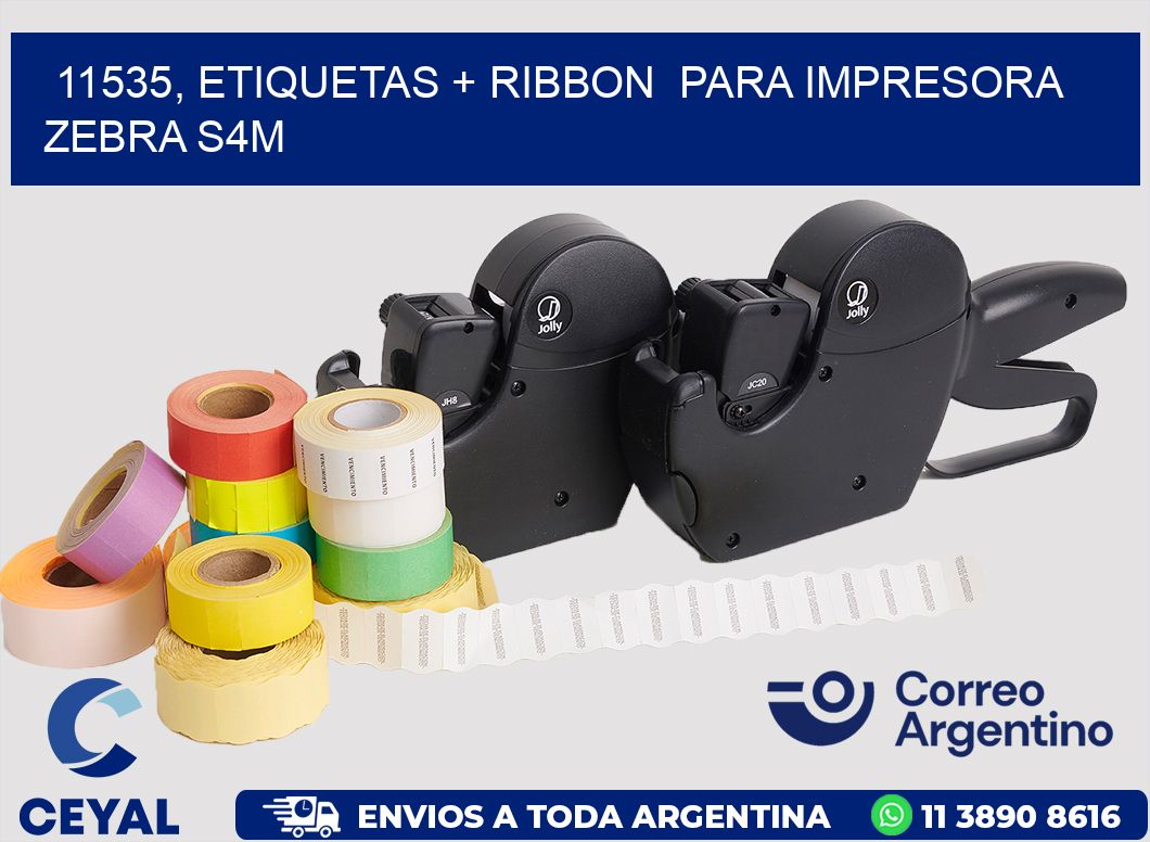 11535, etiquetas + ribbon  para impresora zebra S4M