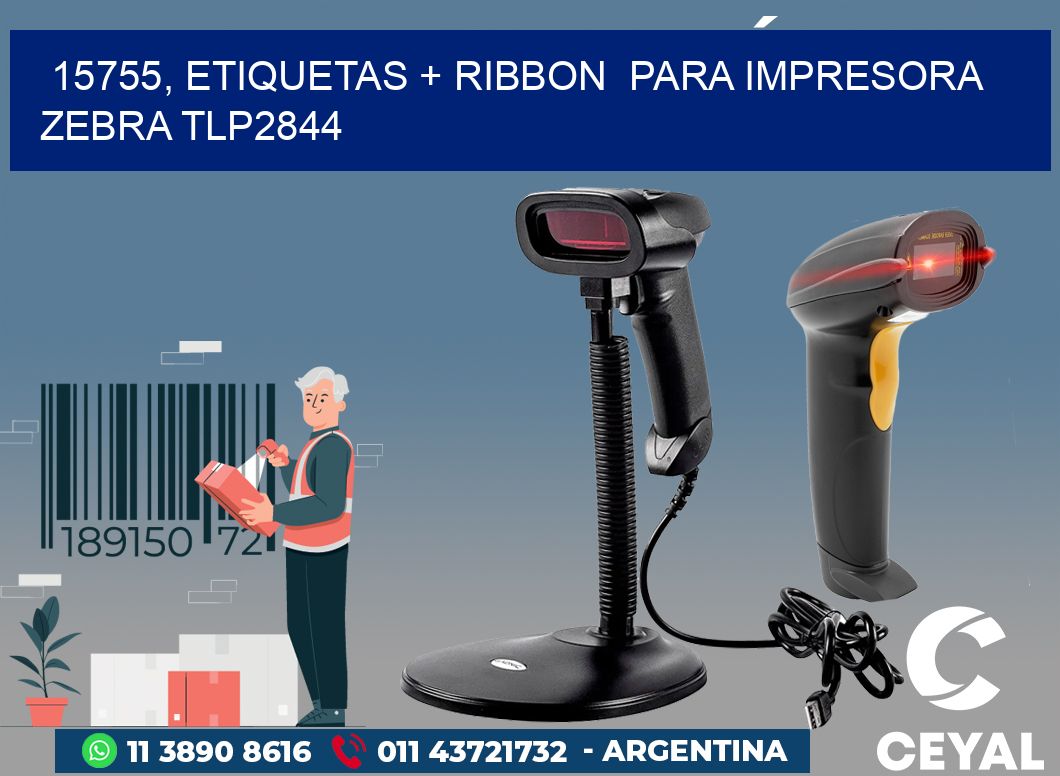15755, etiquetas + ribbon  para impresora zebra TLP2844