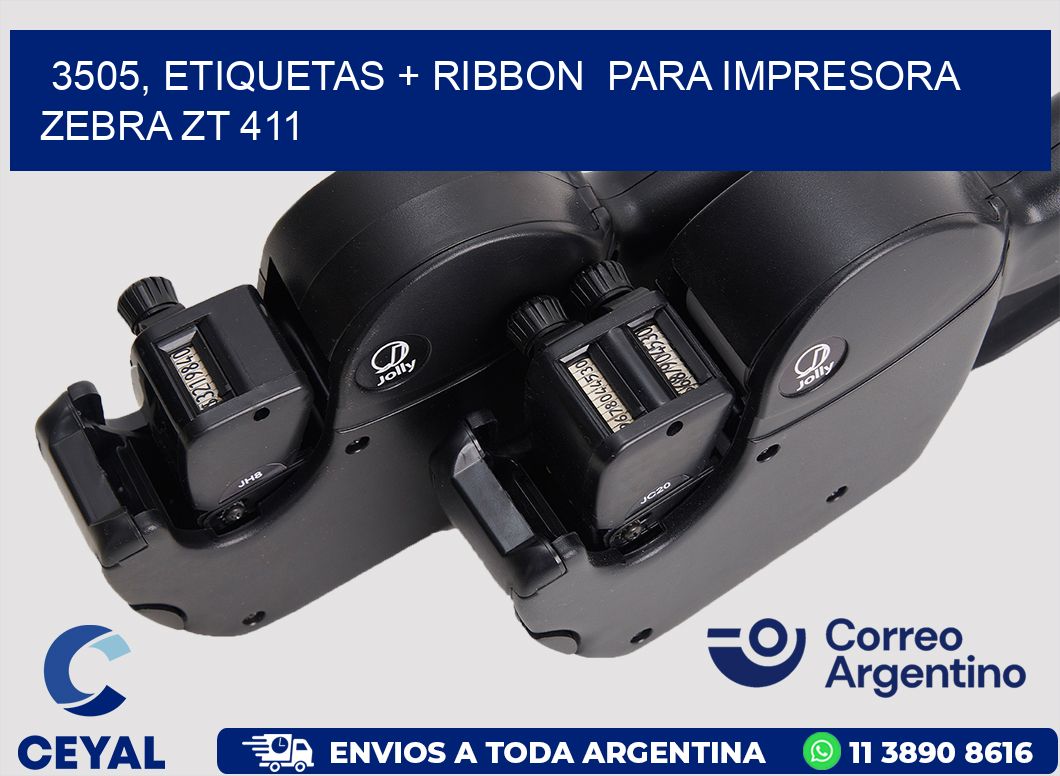 3505, etiquetas + ribbon  para impresora zebra ZT 411