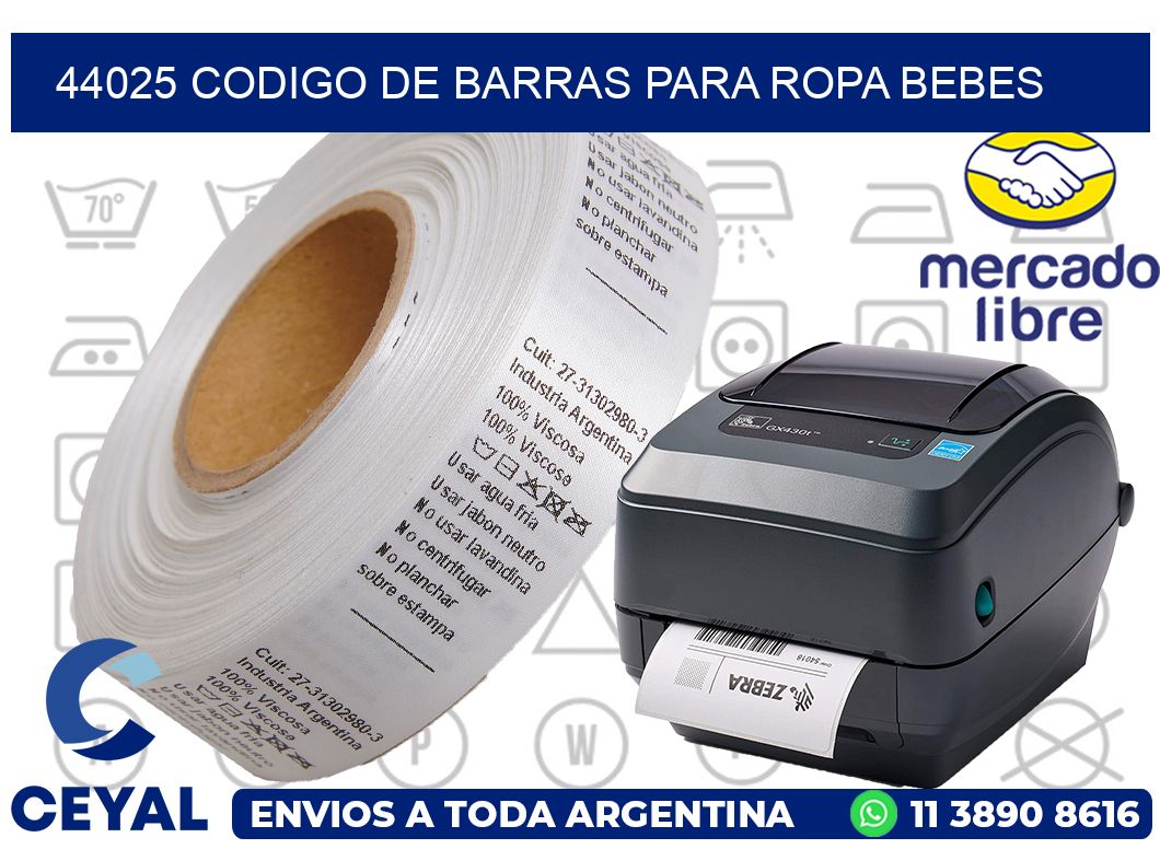 44025 CODIGO DE BARRAS PARA ROPA BEBES