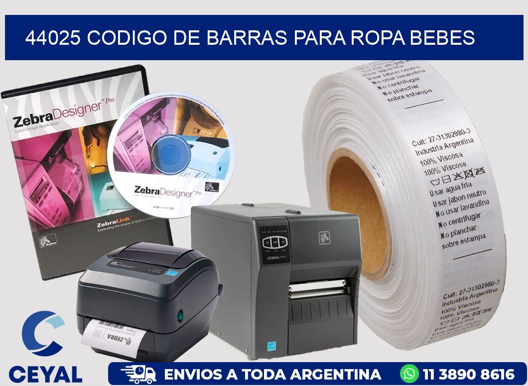 44025 CODIGO DE BARRAS PARA ROPA BEBES