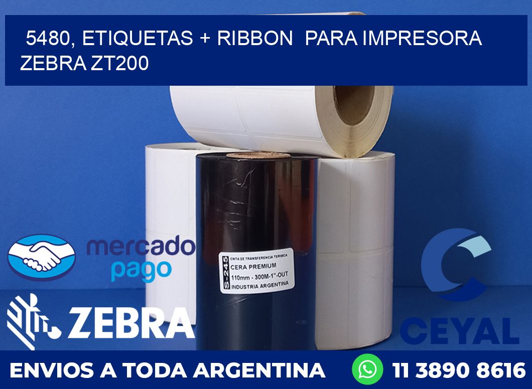 5480, etiquetas + ribbon  para impresora zebra ZT200