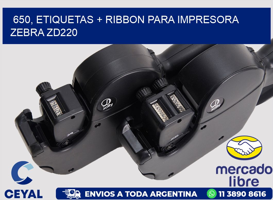 650, etiquetas + ribbon para impresora zebra zd220