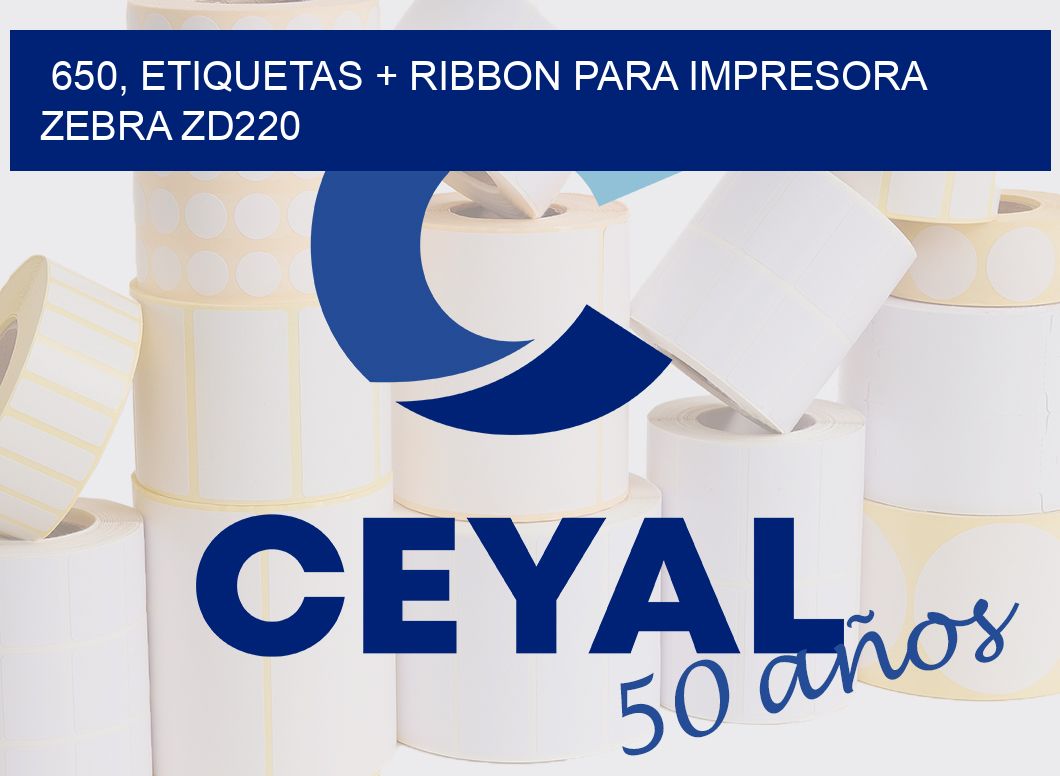650, etiquetas + ribbon para impresora zebra zd220