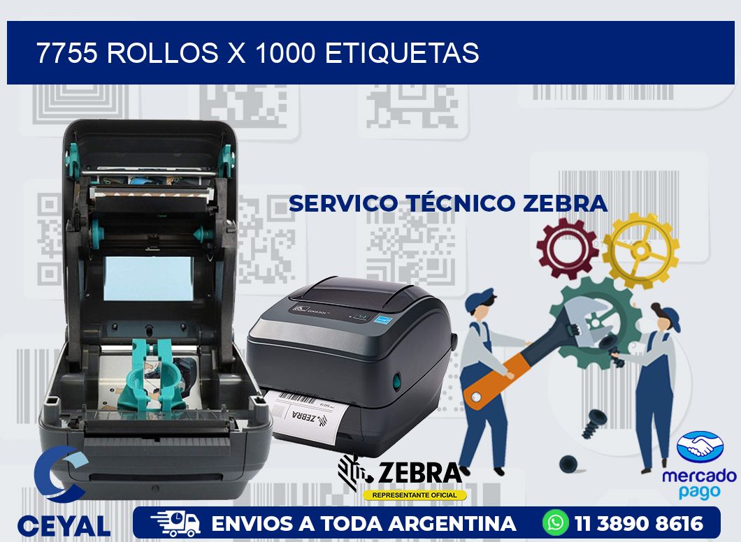 7755 ROLLOS X 1000 ETIQUETAS