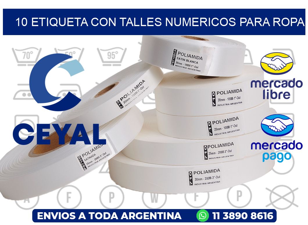 10 ETIQUETA CON TALLES NUMERICOS PARA ROPA