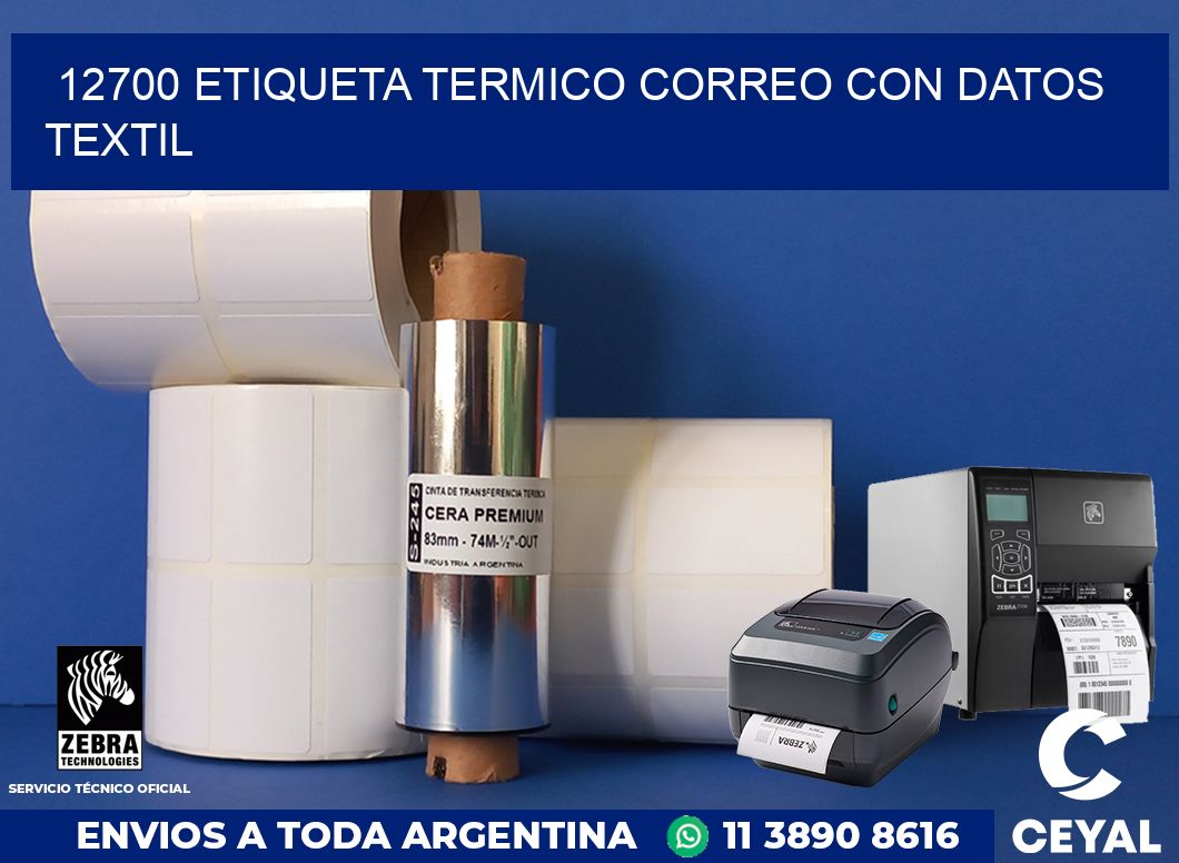 12700 ETIQUETA TERMICO CORREO CON DATOS TEXTIL