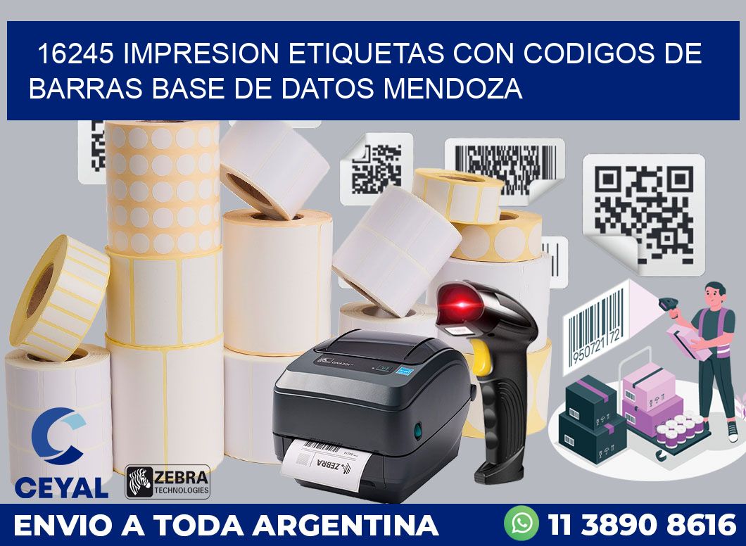 16245 IMPRESION ETIQUETAS CON CODIGOS DE BARRAS BASE DE DATOS MENDOZA