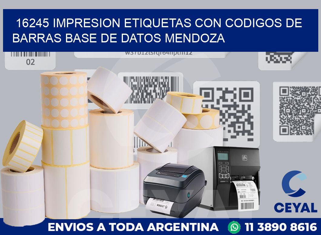 16245 IMPRESION ETIQUETAS CON CODIGOS DE BARRAS BASE DE DATOS MENDOZA