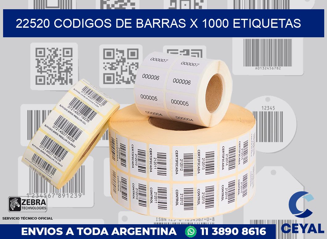 22520 codigos de barras x 1000 etiquetas