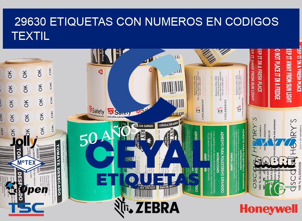 29630 ETIQUETAS CON NUMEROS EN CODIGOS TEXTIL