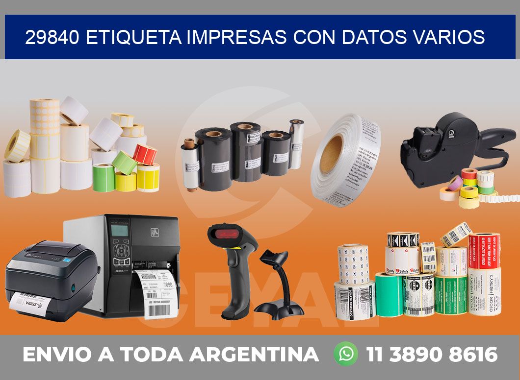 29840 ETIQUETA IMPRESAS CON DATOS VARIOS