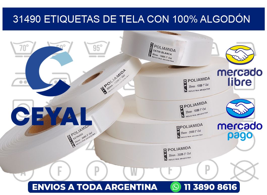 31490 ETIQUETAS DE TELA CON 100% ALGODÓN