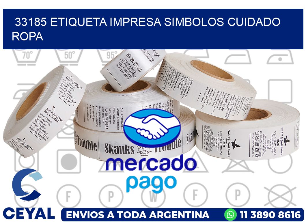 33185 ETIQUETA IMPRESA SIMBOLOS CUIDADO ROPA