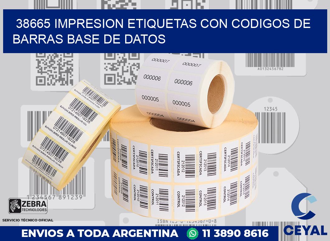 38665 IMPRESION ETIQUETAS CON CODIGOS DE BARRAS BASE DE DATOS