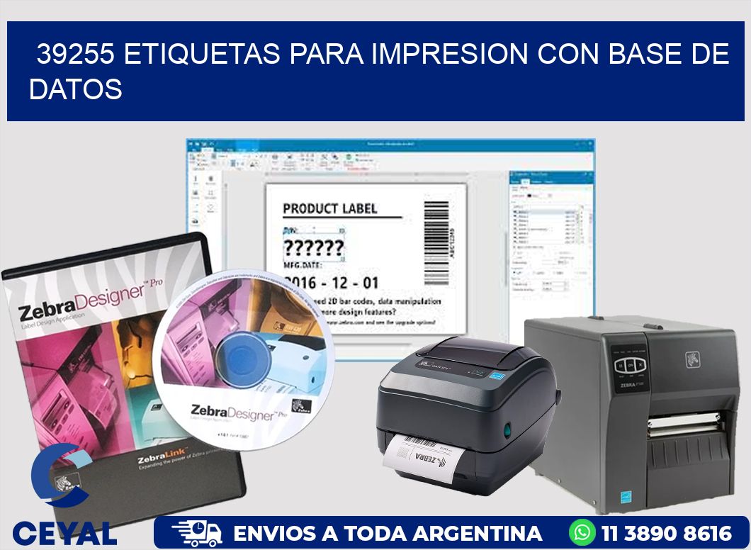 39255 ETIQUETAS PARA IMPRESION CON BASE DE DATOS