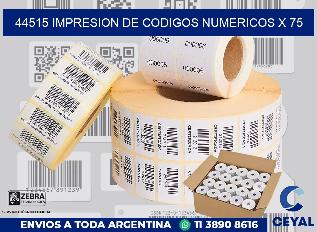 44515 impresion de codigos numericos x 75