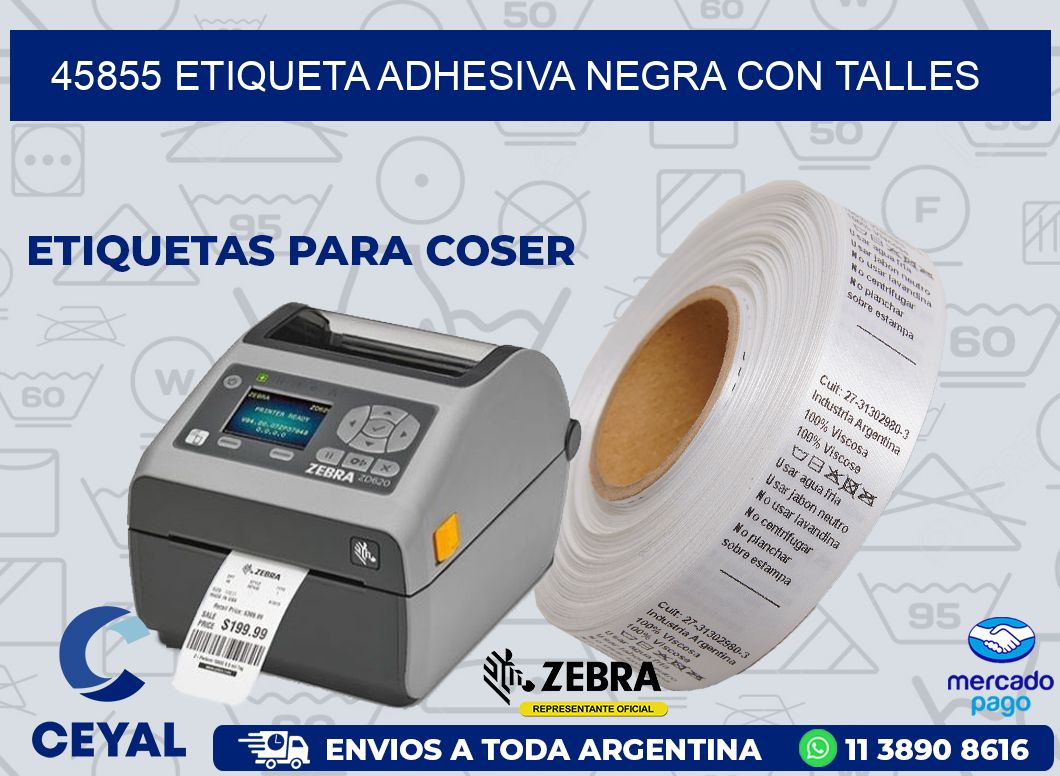 45855 ETIQUETA ADHESIVA NEGRA CON TALLES