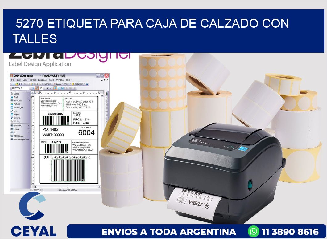 5270 ETIQUETA PARA CAJA DE CALZADO CON TALLES