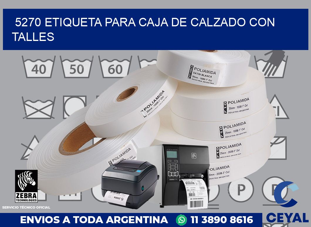 5270 ETIQUETA PARA CAJA DE CALZADO CON TALLES