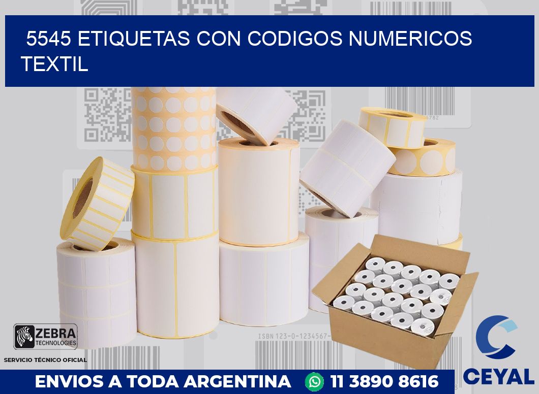 5545 ETIQUETAS CON CODIGOS NUMERICOS TEXTIL