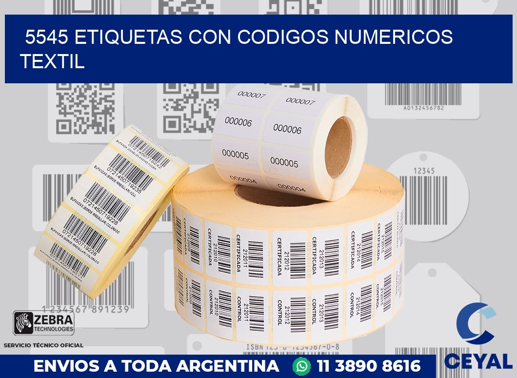 5545 ETIQUETAS CON CODIGOS NUMERICOS TEXTIL