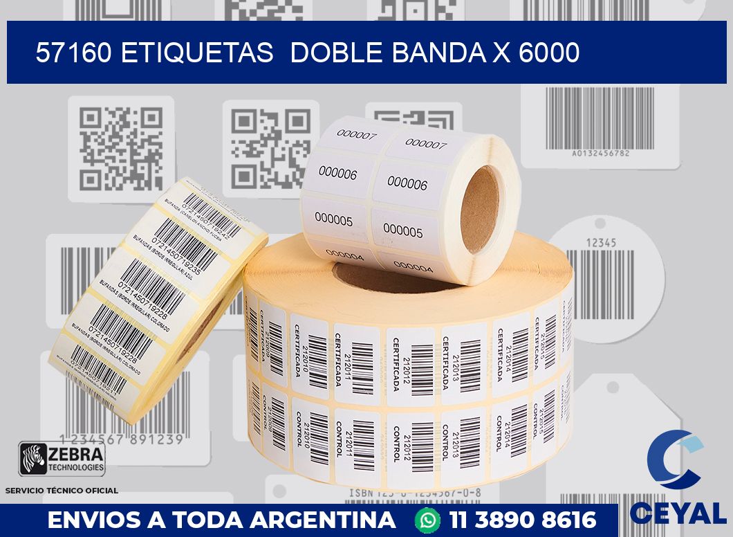 57160 etiquetas  doble banda x 6000