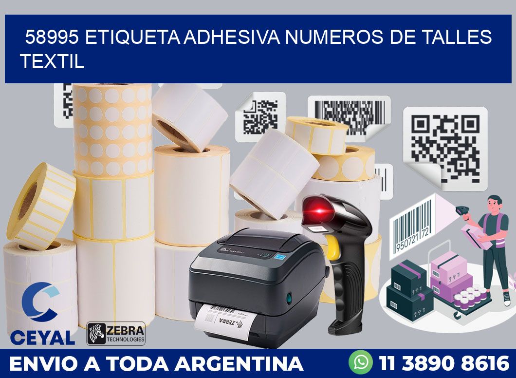 58995 ETIQUETA ADHESIVA NUMEROS DE TALLES TEXTIL
